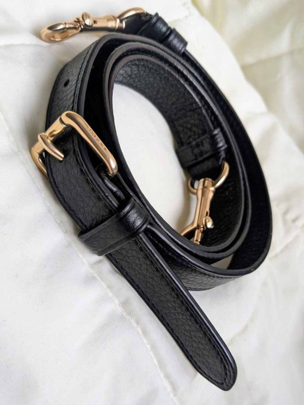 Coach Replacement Strap in Black Pebble Leather with Gold Hardware Crossbody NEW